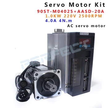 

90ST-M04025 220V 1000W AC Servo motor 4N.m 2500RPM 1KW servomotor Single-Phase ac drive permanent magnet Matched Driver AASD-20A
