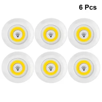 

6pcs Dimmable Wireless Remote Control Cabinet Night Light COB Remote Pat Light Bedroom Wall Light Timing Without Battery