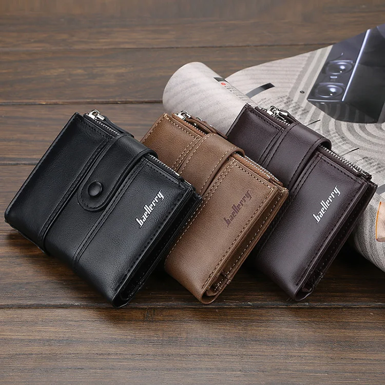 Бумажник для мужчин baellerry брендовый кошелек с двойной молнией и застежкой дизайн маленький кошелек мужской Высококачественный короткий держатель карт кошелек бумажник