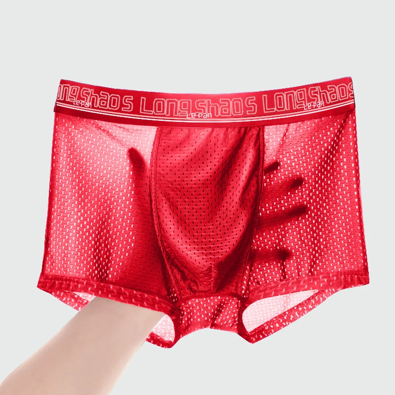

4pcs/lot Male Ice Silk Panties Men's Underwear Boxers Mesh Breathable Man Boxer Underpants Comfortable Shorts calzoncillo hombre