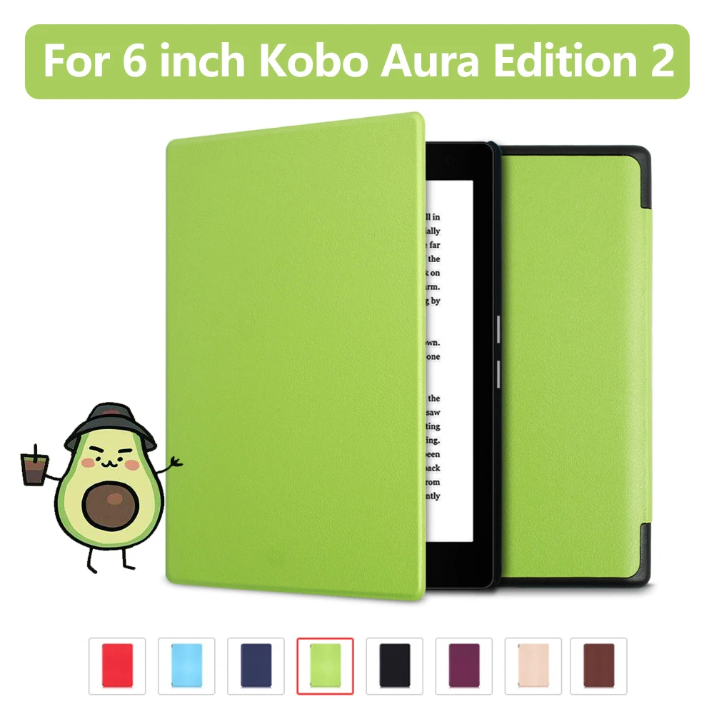 Ultra Thin Pu Leather Cover For Kobo Aura Edition 2 2016 6'' Ereader