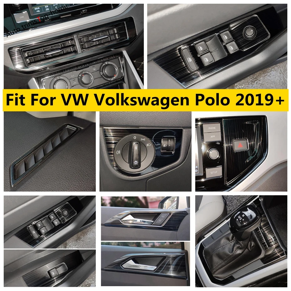 

For VW Volkswagen Polo 2019 - 2023 Window Glass Lift Button / Head Lights Lamp Switch / Gear Shift Box / Dashboard Cover Trim