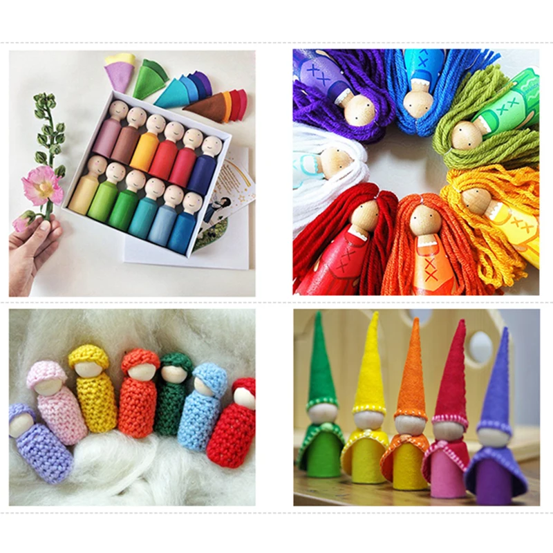 

Warmom 10Pcs DIY Craft Kids Toys Wood Peg Dolls Kids Drawing Painting Toy Children Early Educational Toys Gifts Christmas Decor