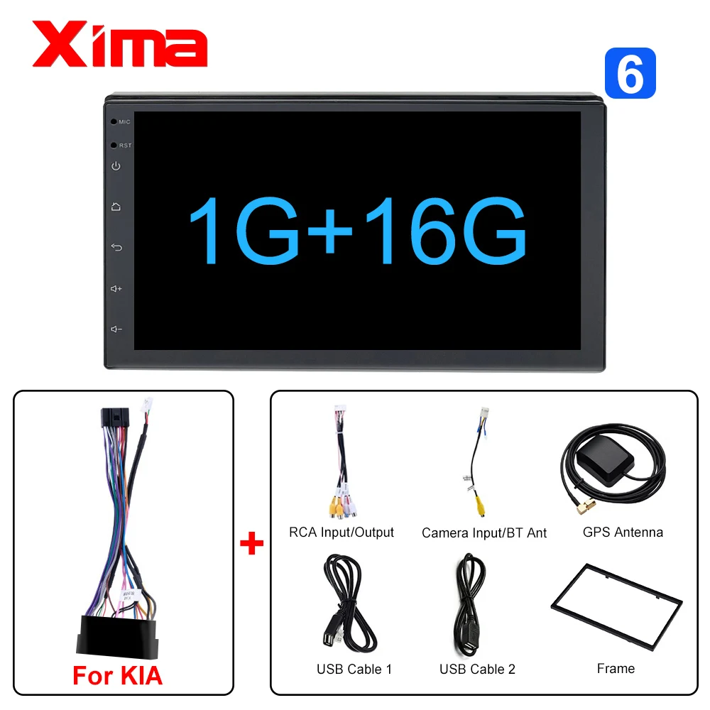 XIMA Android9.0 2Din Car Radio Multimedia Player " Universal RAM2G GPS Navigation Audio Player For Nissan Toyota Hyundai Polo - Цвет: 728-16-KIA