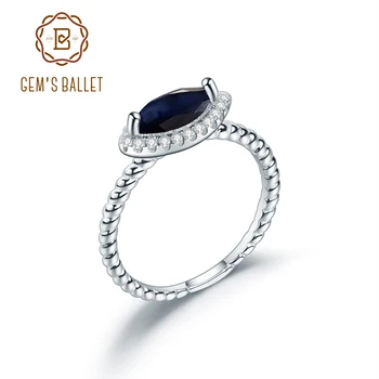 

GEM'S BALLET 925 Sterling Silver Rings For Women Natural Sapphire Gemstones Ring Wedding Band Eternity Ring Fine Jewelry