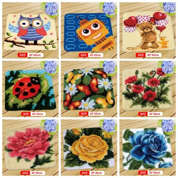 

DIY Robot Cushion Animals Latch Hook Carpet Embroidery Needlework Crochet Pillows Accessories Latch Hook Rug Kit Cross Stitch