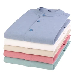 Chemises à manches longues pour hommes, col montant, décontracté, Fshion, Slim Fit, respirant, solide, doux, confortable, chemisier en lin 