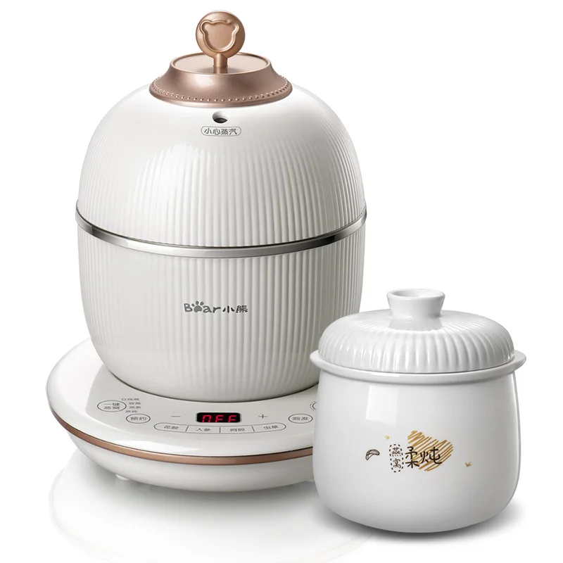 220V 350w Mini Electric stew Slow cooker 0.6L ceramic Bird's Nest Stew cup 1L 304 stainless steel pot Timing Reservation