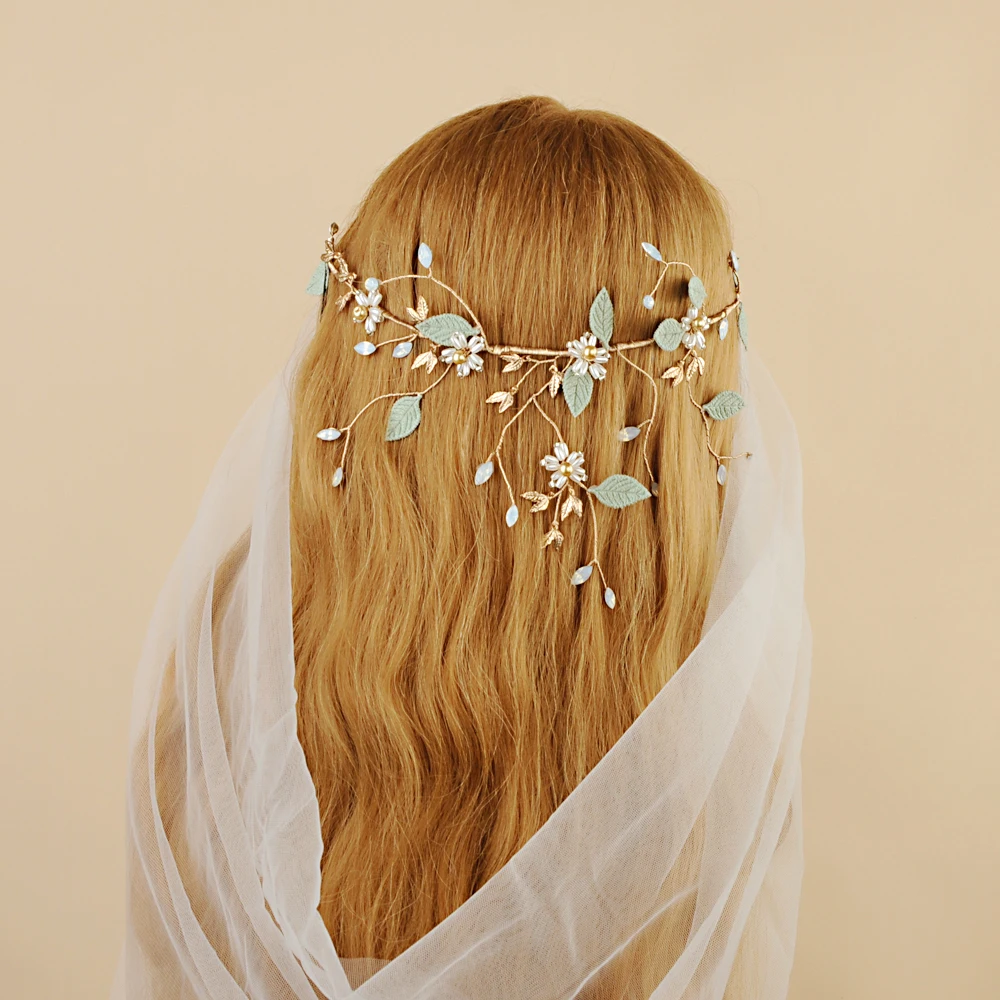 

TRiXY H203 Luxury Bridal Hair Accessories Bride Crown Flora Leaves Wedding Tiara Crystal Wedding Hair Jewelry Wedding Hair Crown