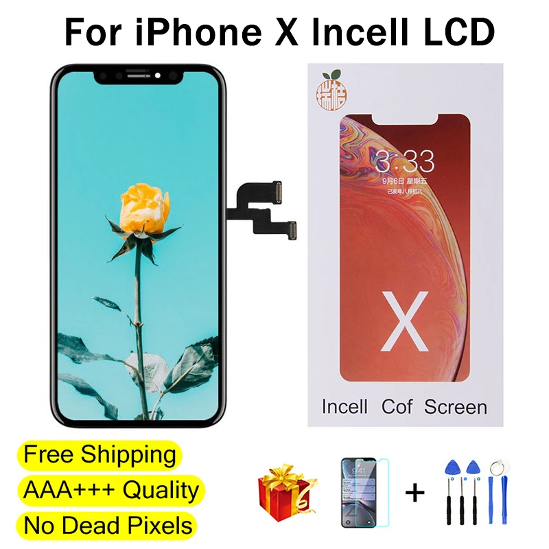 

AAA + + + Incell Quality LCD For iphone X Display 3D Touch Screen Digitizer Assembly 100% No dead pixels Perfect repair phone