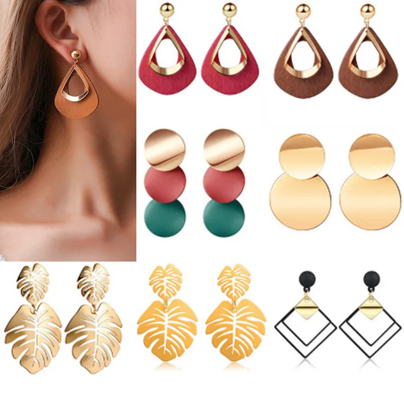 Корейские акриловые Висячие серьги для женщин эффектные винтажные