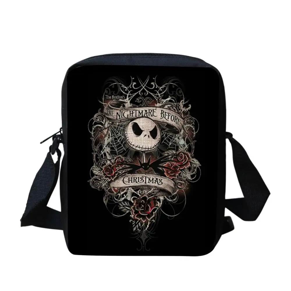 ELVISWORDS Jack Skellington женские сумки-мессенджеры Кошмар перед Рождеством сумки через плечо детские школьные сумки на плечо готические - Цвет: HME1499E