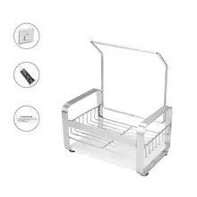 Stainless Steel Sink Organizer Anti-slip Dish Storage Holder Cloth Hanger Rack With Large Capacity Kitchen Storage