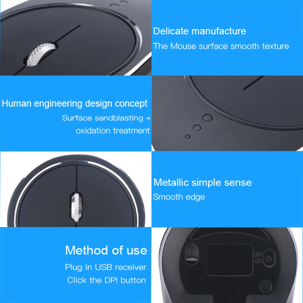 Wireless Office Mouse Ergonomic 2.4GHz Cordless Aluminum Alloy Game Mice PC Desktop Laptop Windows Computer Mouse