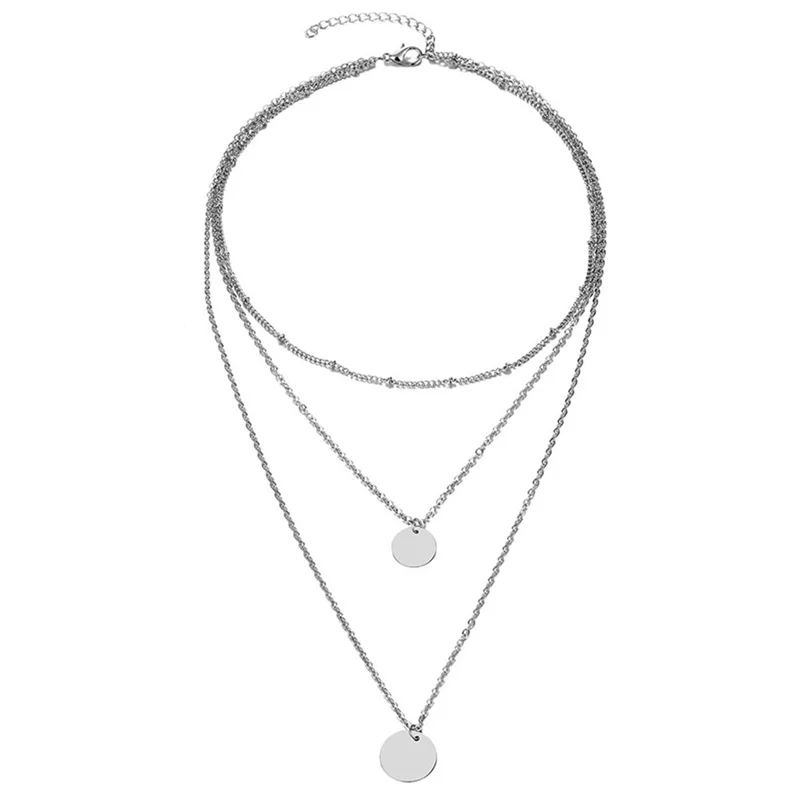 Новое поступление маленькая двойная круглая подвеска со стразами ожерелье модное ожерелье из золотых монет изящное длинное ожерелье для женщин на каждый день драгоценность - Окраска металла: KF1232