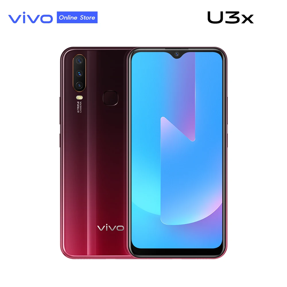 Профессиональный смартфон Vivo U3x Celular Andriord Octa Core 5000mAh Big Battey 18W Dash с 3 тыловыми камерами 3GB 32GB 6,35''