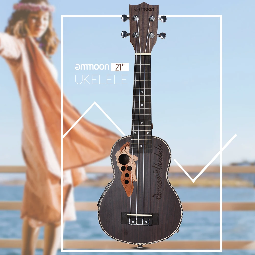 Ammoon укулеле 2" Акустическая Ukelele ель укулеле 4 струны гитары ra со встроенным эквалайзером пикап Рождественский подарок