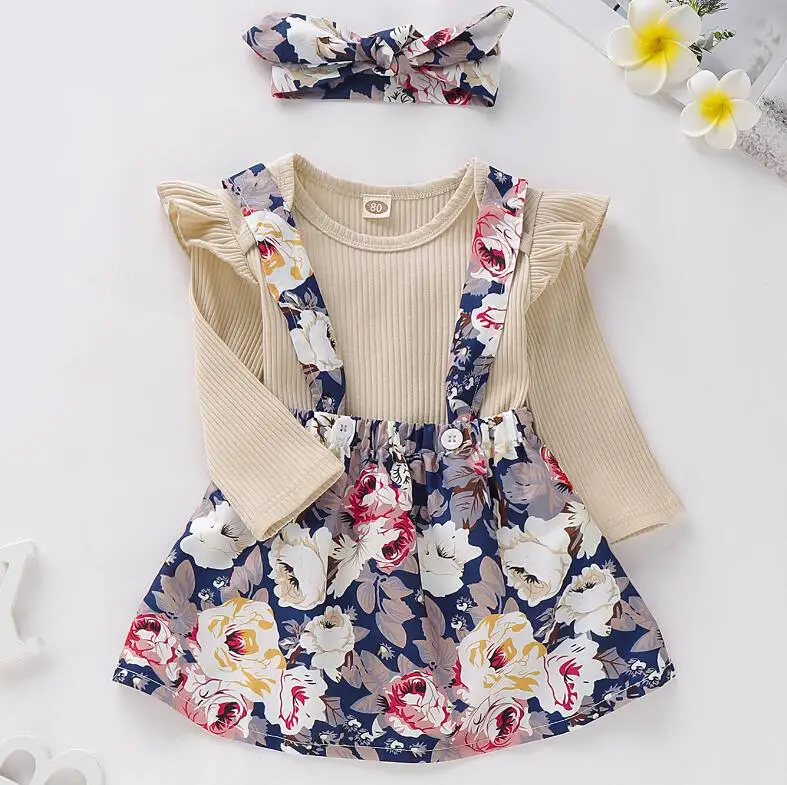 3Pcs Toddler Kid Infant Baby Girl Outfits Clothes Ruffles Knitting