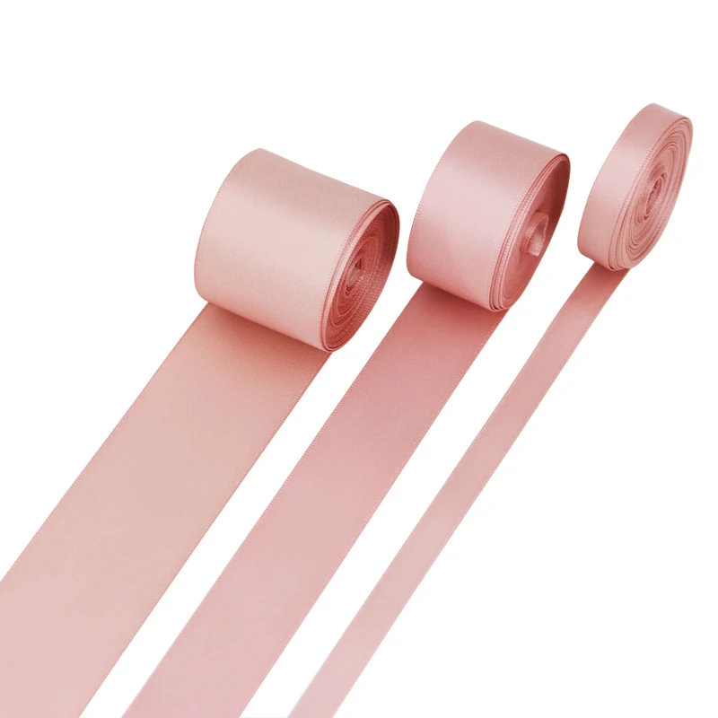 (10m/roll) růžová maso dvojitý obličej satén stuha polyesterová vysoký kvalita velkoobchod vánoce krajka stuhy ｍulti-widths