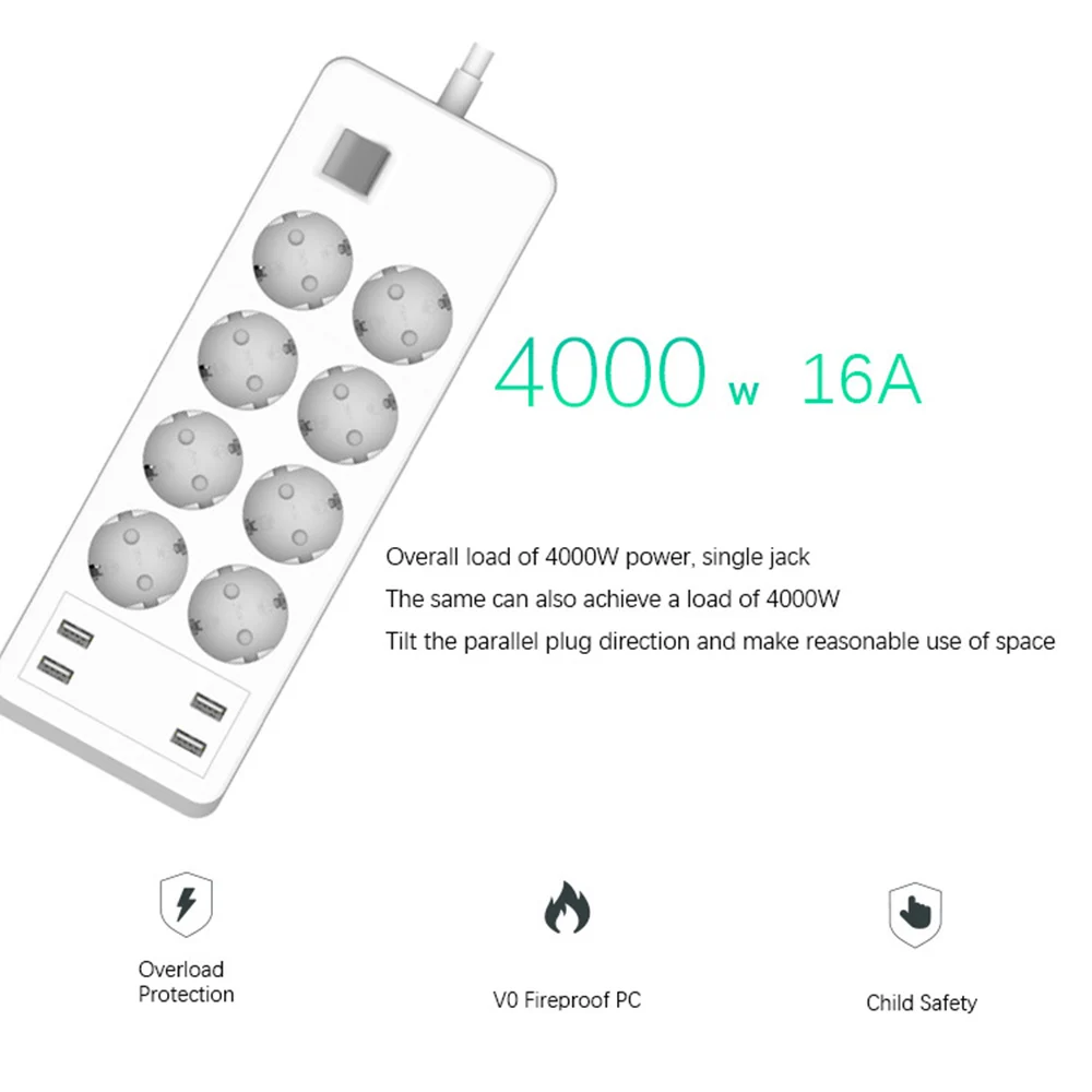Сетевой фильтр Smart power Strip мульти разъем 4 USB розетка сетевой Protector-1.5m сетевой шнур зарядное устройство адаптер для Hom