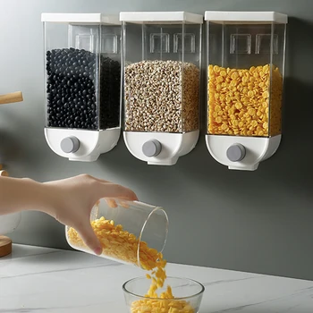 

Bean Rice Organizer Box Clear Grains Storage Tank Jar Shaped Dampproof Seal Food Wall Mount Snacks Reusable Cookies