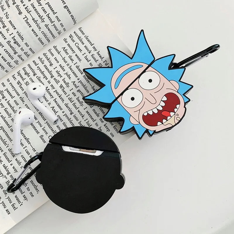 3D мультфильм Рик и Морти чехол для наушников для AirPods Pro 2 1 Bluetooth гарнитура зарядная коробка силиконовый чехол для наушников с крючком