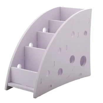 

White Plastic Desktop Organizer Remote Control Holder Storage Box Multi-function Cosmetics Storage Container For Desktop