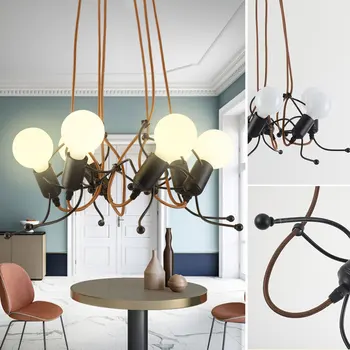 

E27 Modern LED Pendant Light Living Room Indoor Lighting Acrylic Pendant Lamp Home Kitchen Bar Decoration 110-265V 3/6 Heads