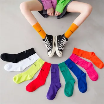 

the spring and autumn socks hip-hop personality of sox pure color letters in stockings female nude heap heap of socks
