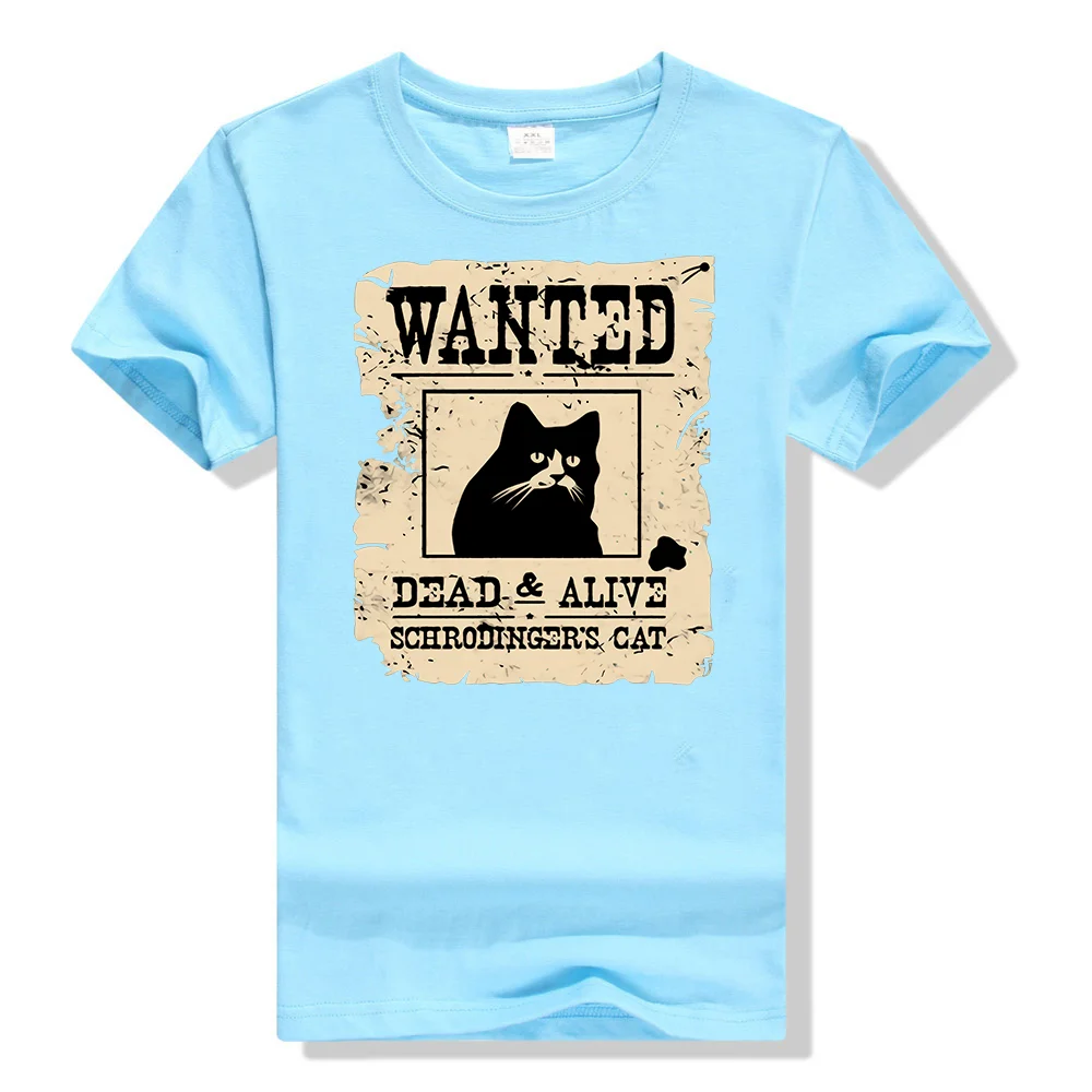 Шрёдингера футболка с рисунком кота и Schrodinger'S наука, физика Geek футболка, рубашка Harajuku футболка - Цвет: Небесно-голубой