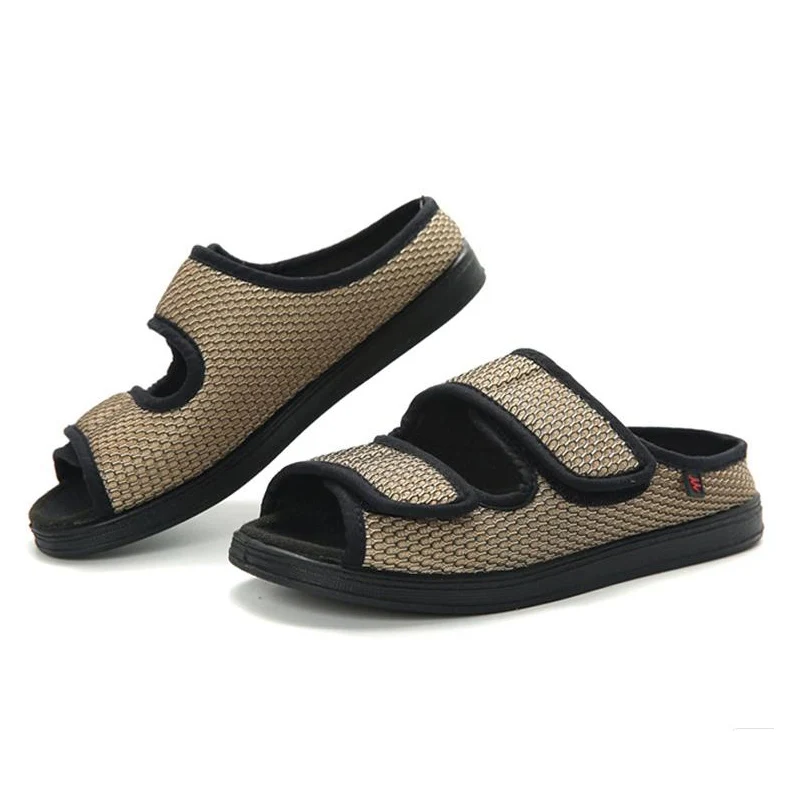 

Spring and summer net cloth new diabetes slippers foot width bloated big foot bone can adjust pregnant women