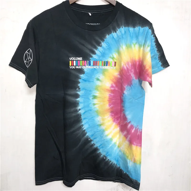 Трэвиса Скотта Astroworld Festival Run Tie Dye Футболка мужская и женская ASTROWORLD уличная хип-хоп Футболка Трэвиса Скотта