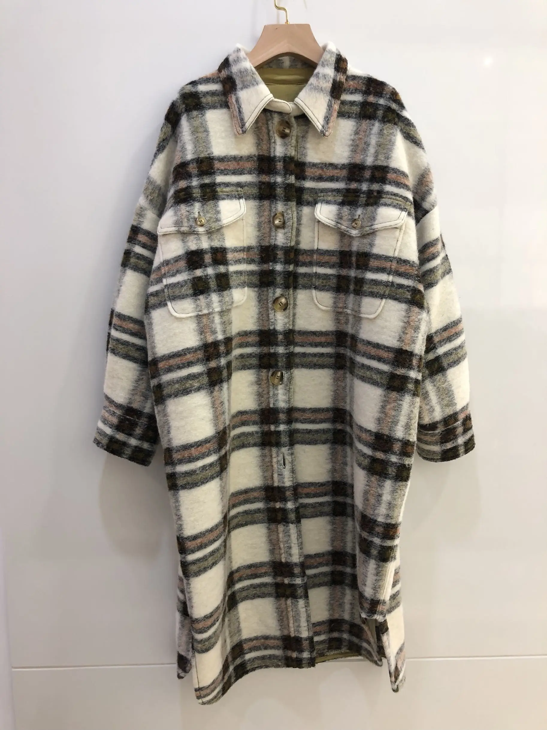 

2019 winner new women plaid wool jacket coat female casual long outerwear jacket coat ladies clothes 2 color tutu