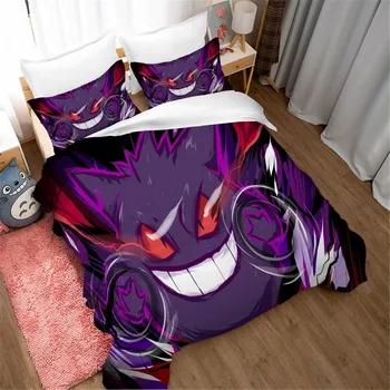 

Cartoon Pokemon Character Printed Bedding Set Children Pikachu Duvet Cover Set Bed Linen Bedclothes Twin Full Queen King Size