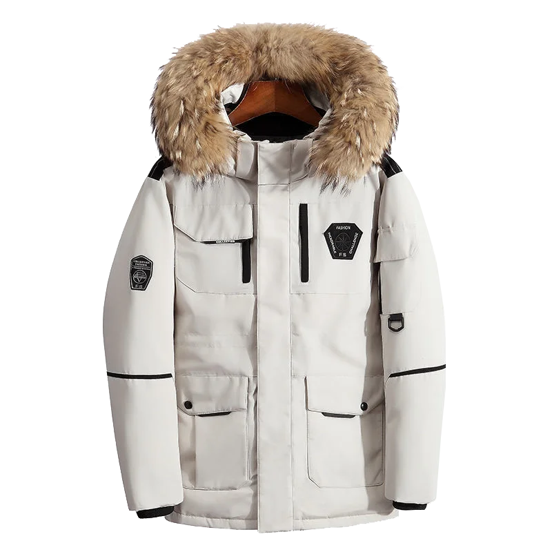 Winter Men's Down Jacket Big Pocket Fur Collar Thicken Parka Male -30 degrees Casual Waterproof Down Coat Warm Mens Windbreaker hooded parka