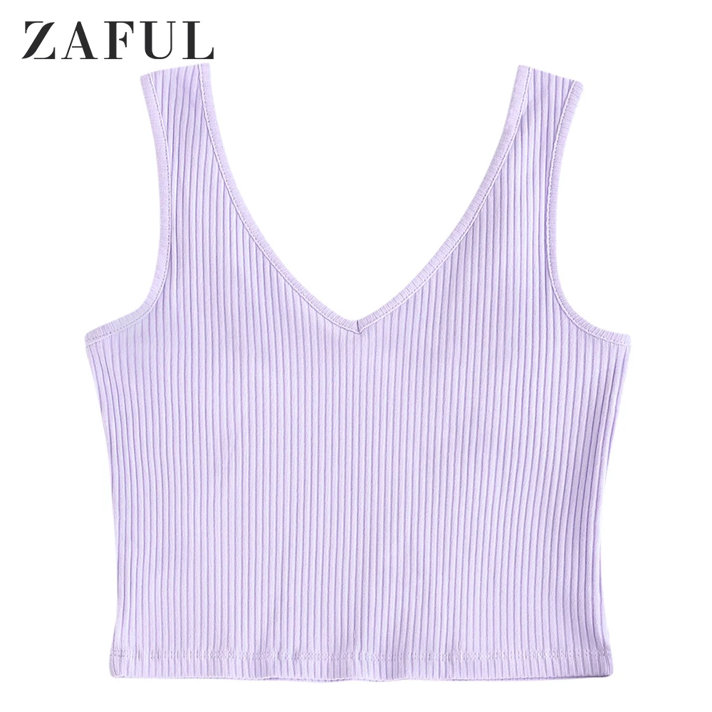 Женский трикотажный топ в рубчик с V образным вырезом|Майки| |