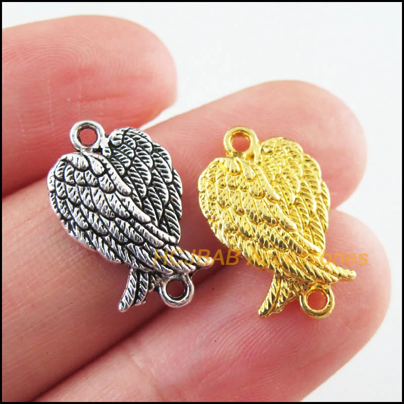 

25Pcs Retro Tibetan Silver Tone Gold Color Animal Wings Charms Connectors 11x18.5mm