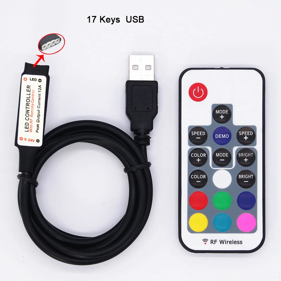 Бесплатная доставка 17key 20key 24key 40key 44key мини беспроводной двойной цвет RGB RGBW Пульт
