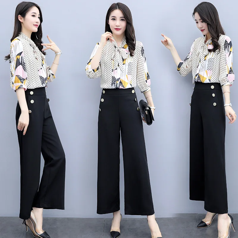

Set/Suit Skirt 2019 Summer V-neck Fashion Solid Color Printed Elegant Short Sleeve Simple Versatile Set