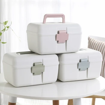 

First Aid Kit Family Medical Box Household Medicine Plastic Storage Box Organizer Portable Drug Holder Medicine Cabinet