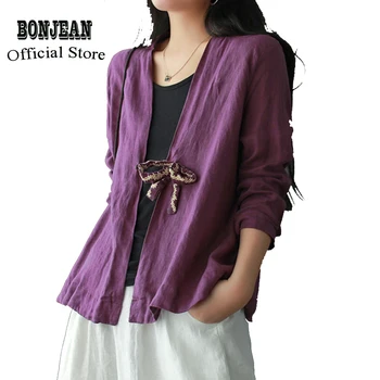 

Women Linen Jacket Outwear Big Loose Fashion Casual Thin for Spring Summer AZ21381330