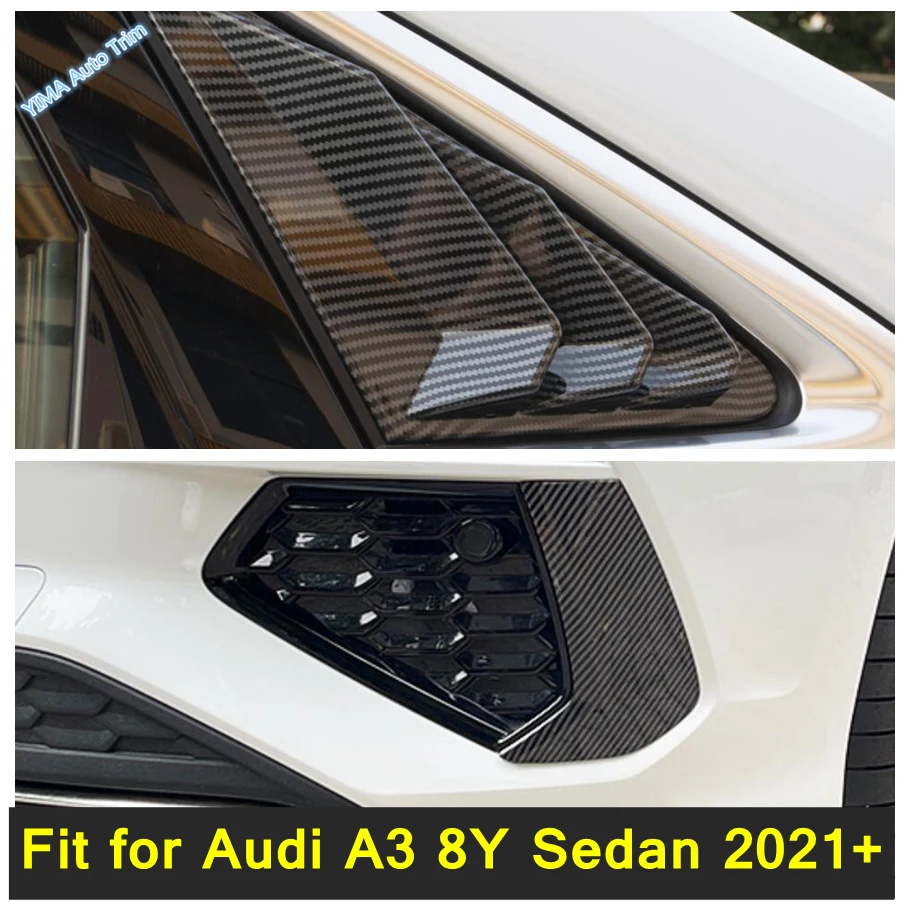 Car Side Vent Window Scoop Louver Cover Trim Posteriore Fendinebbia Modanatura Guarnire Bezel Protector Strip 2Pcs Per Audi A3 8Y Sedan 2021