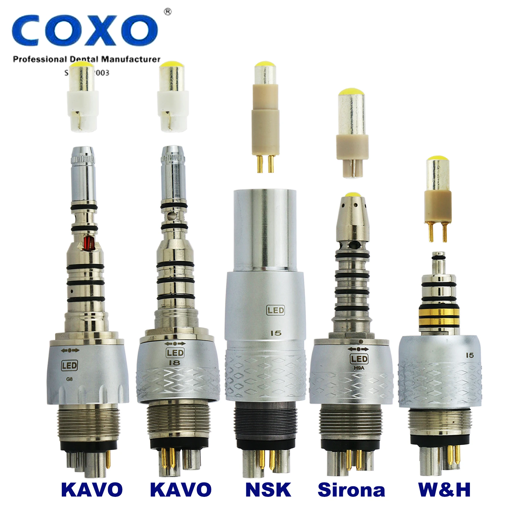 COXO YUSENDENT KAVO NSK Type Dental LED Coupler Coupling 6Pin 6Holes LED Bulb For LED Fiber Optic High Speed Turbine Handpiece 1