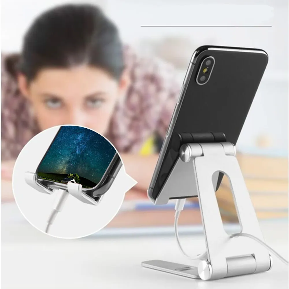 Metal Foldable Desktop Phone Holder Stand Non Slip Portable Rotary Tablet Cell Mobile for iPhone 11 Xiaomi 10 | Мобильные телефоны