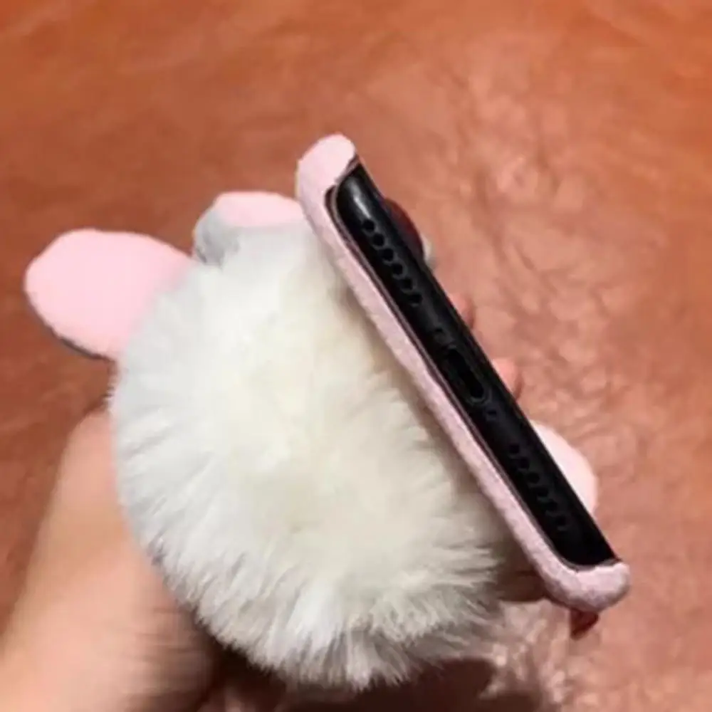 Подходит для Iphone Xs Max Милая шапка с заячьими ушами телефон оболочки для Apple 8 плюс плюшевый шар мягкий телефон оболочки