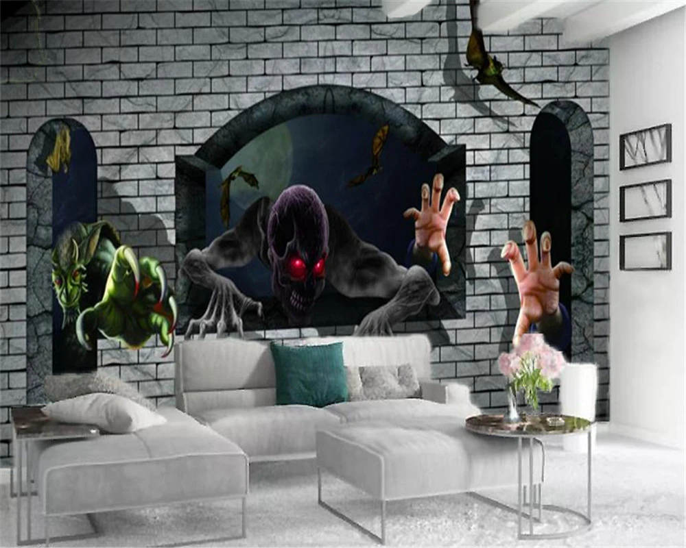 Custom Photo 3d Wallpaper Bat And Horror Haunted House Indoor Tv Background  Wall Decoration Mural Wallpaper - Wallpapers - AliExpress