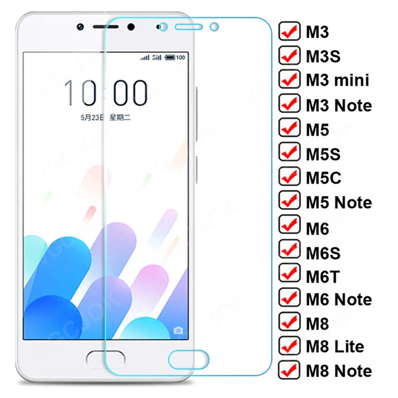 9D HD vidrio templado para Meizu M5 M6 nota M3 mini M8 Lite Protector de pantalla de cristal M3S M5 S M5 C M6 S M6 T película protectora de seguridad caso
