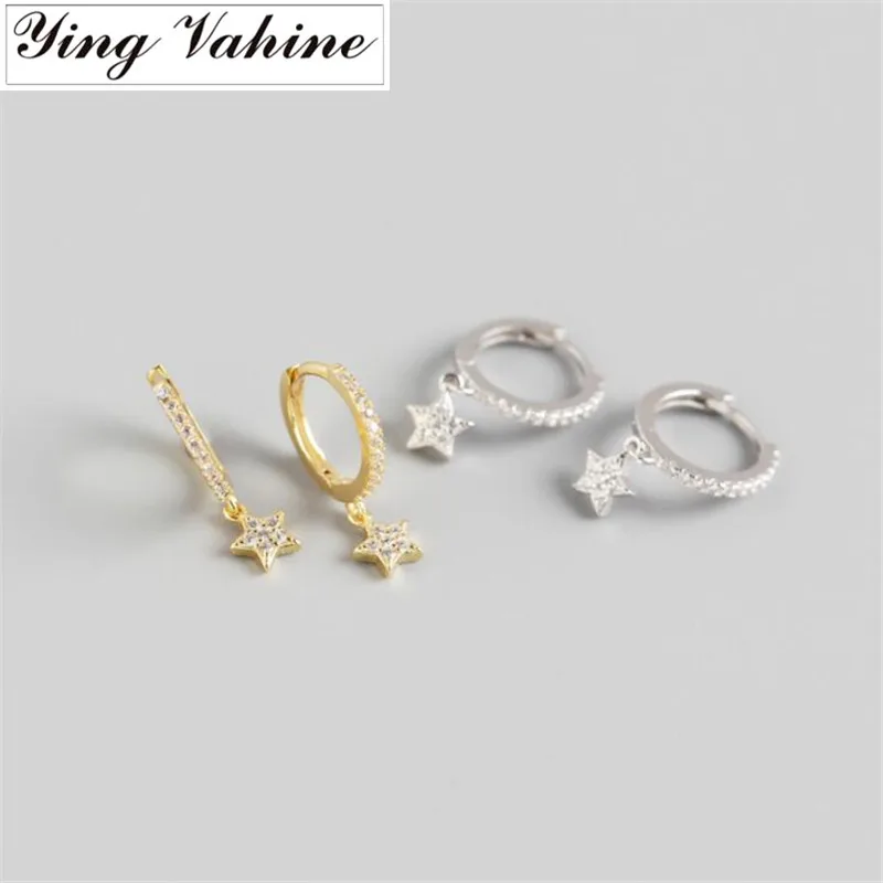 Ying vahine 925 пробы серебряные серьги-гвоздики с пятиконечной звездой для женщин