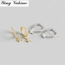 Ying vahine 925 пробы серебряные серьги-гвоздики с пятиконечной звездой для женщин