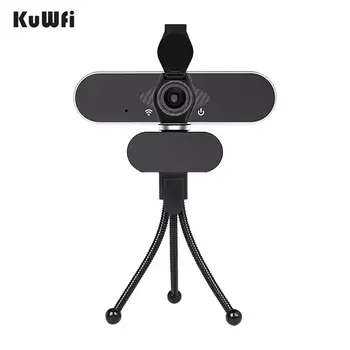 

Kuwfi Wide Angle CMOS Video Calling Driver Free Conference Webcam Built In Microphone USB 1080P HD With Privacy Cover Tripod